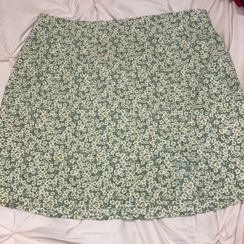 a floral skirt with side slit
